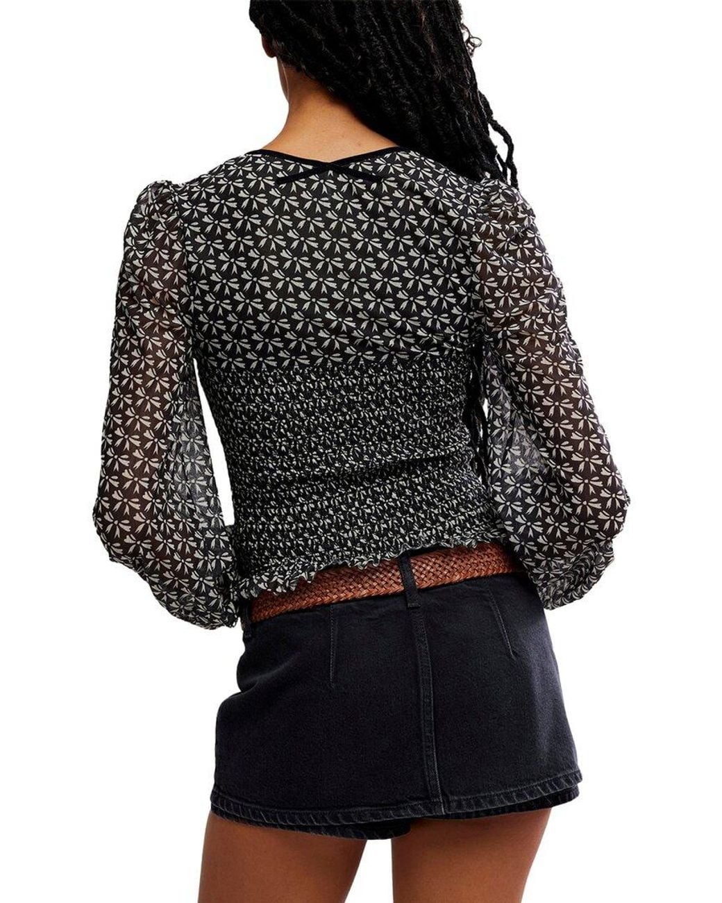 Free People Black Dottie Knit Top
