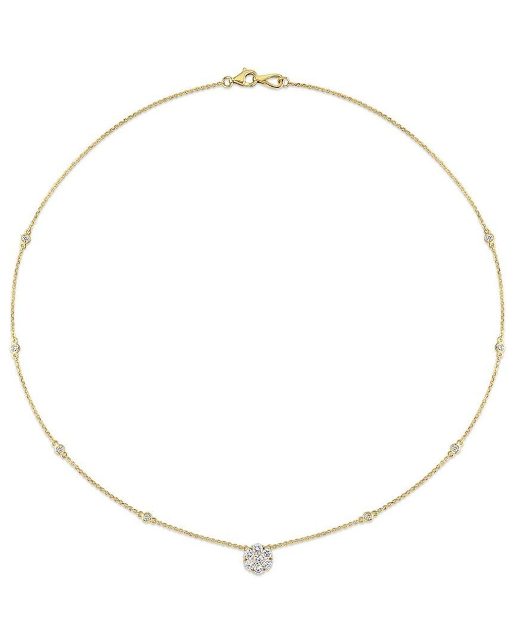 Diamond Select Cuts Natural 14K 0.74 Ct. Tw. Diamond Floral Cluster Necklace