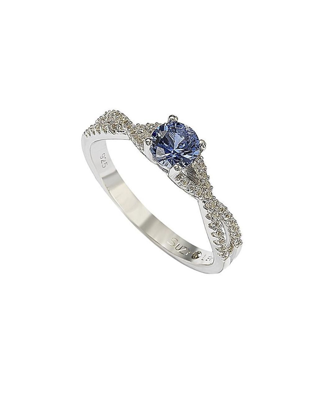 Suzy Levian White Petite Sapphire Silver 0.72 Ct. Tw. Sapphire Ring