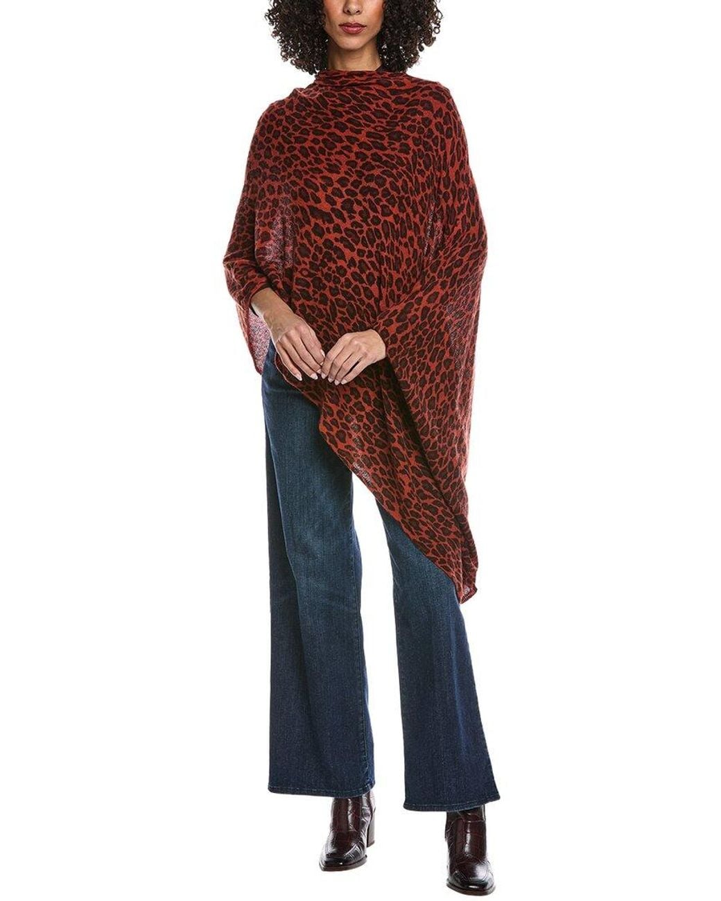 Portolano Red Animalier Wool & Cashmere-Blend Poncho