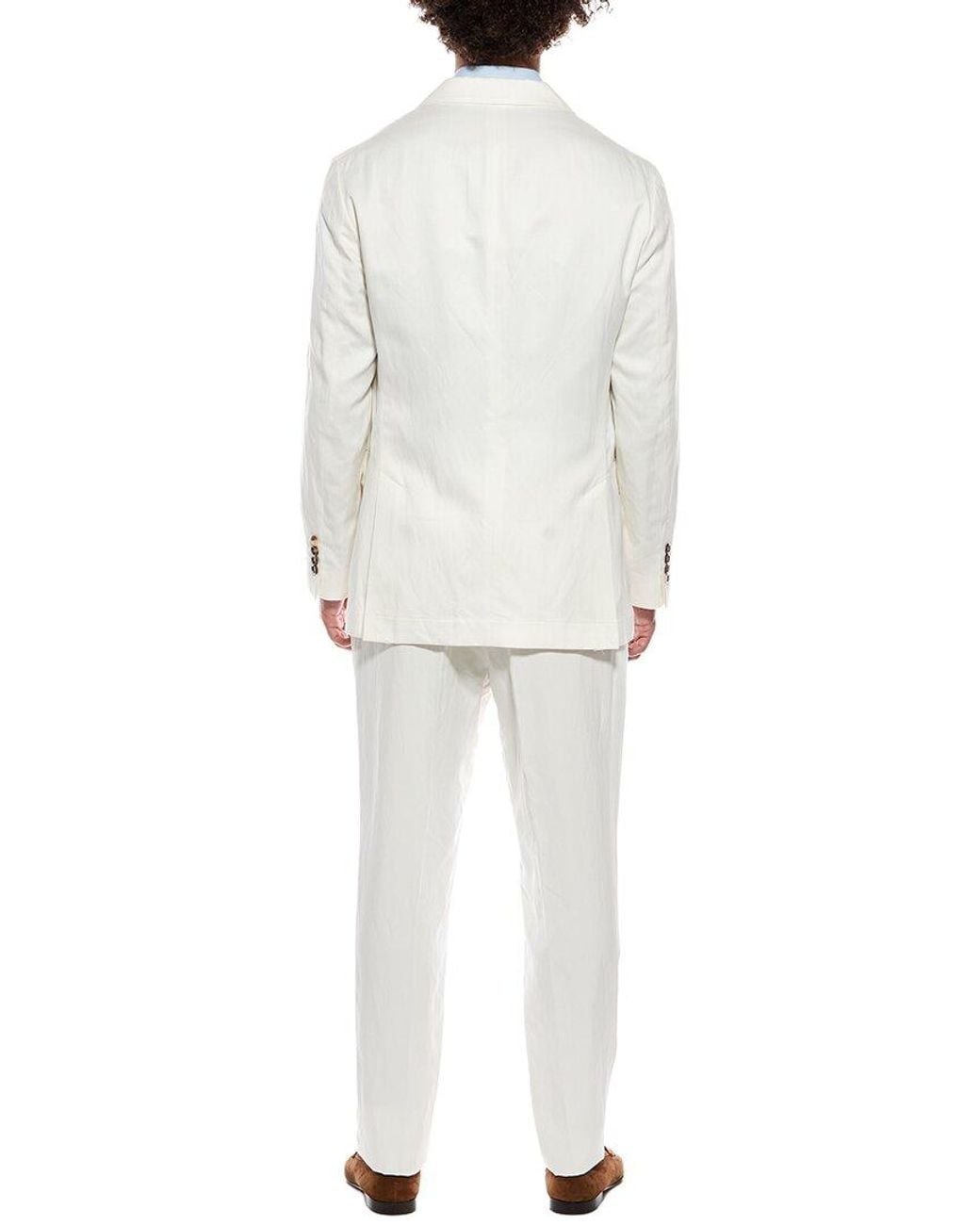 Brunello Cucinelli White 2Pc Silk & Linen-Blend Suit for men