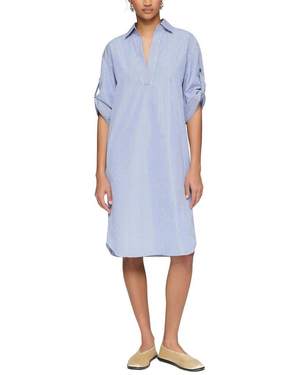 Lafayette 148 New York Blue Petite Tab Sleeve Popover Dress