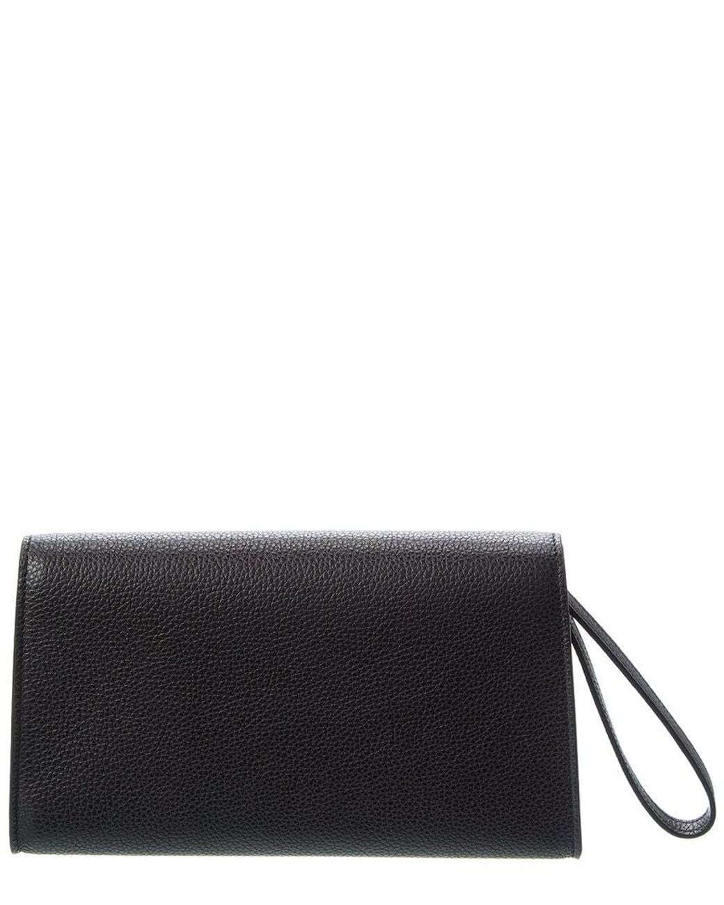 Ferragamo Black Double Gancini Leather Clutch