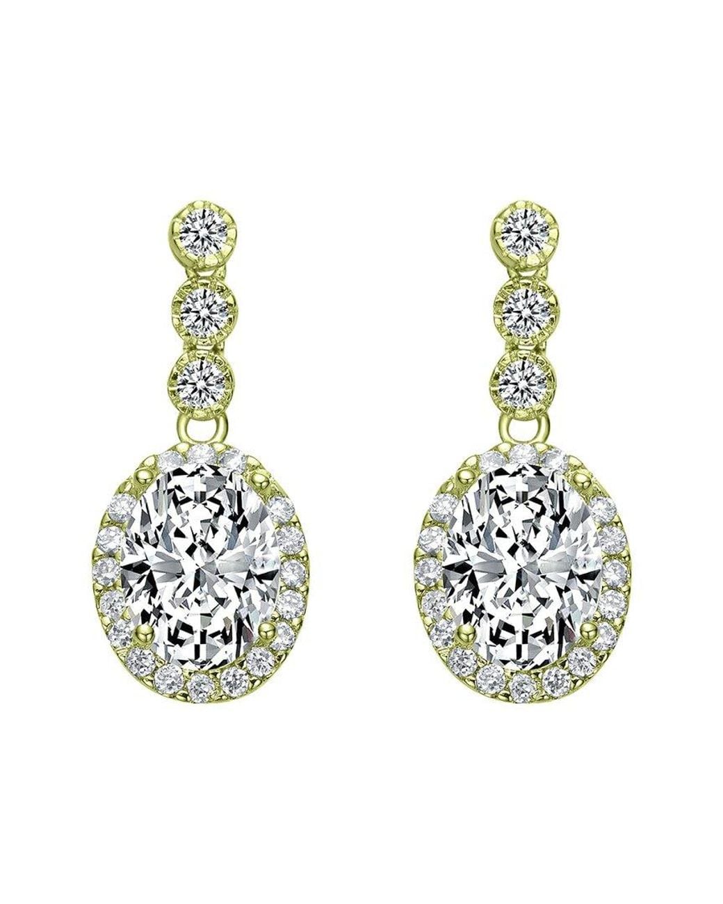 Genevive Jewelry Metallic 14K Diamond Cz Dangle Earrings