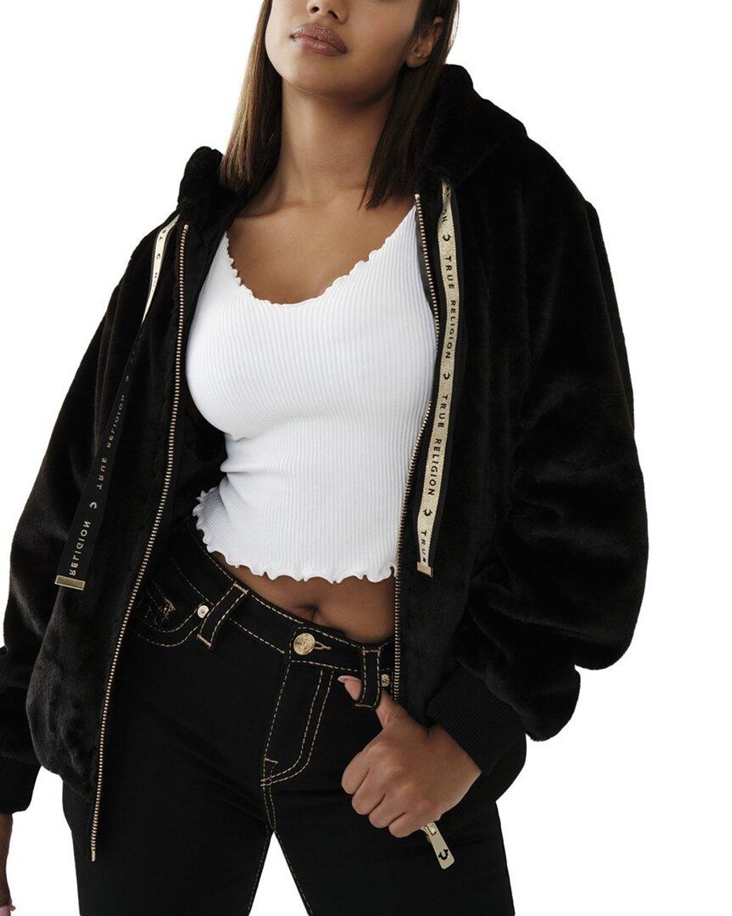 True religion fur coat sale
