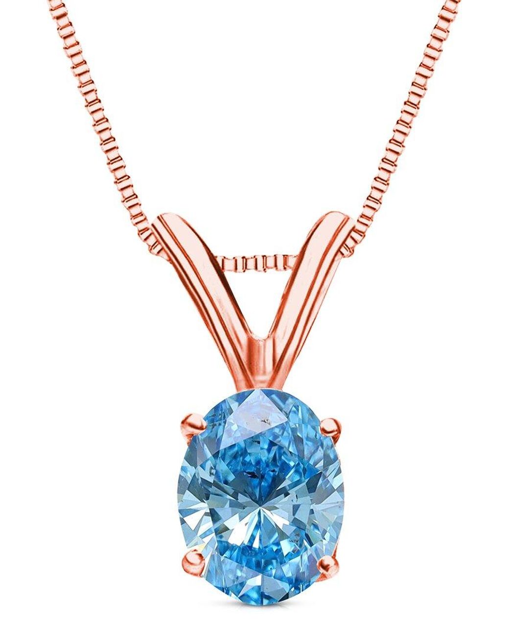 Amairah Blue 14K Rose 2.00 Ct. Tw. Lab-Grown Diamond Solitaire Pendant Necklace