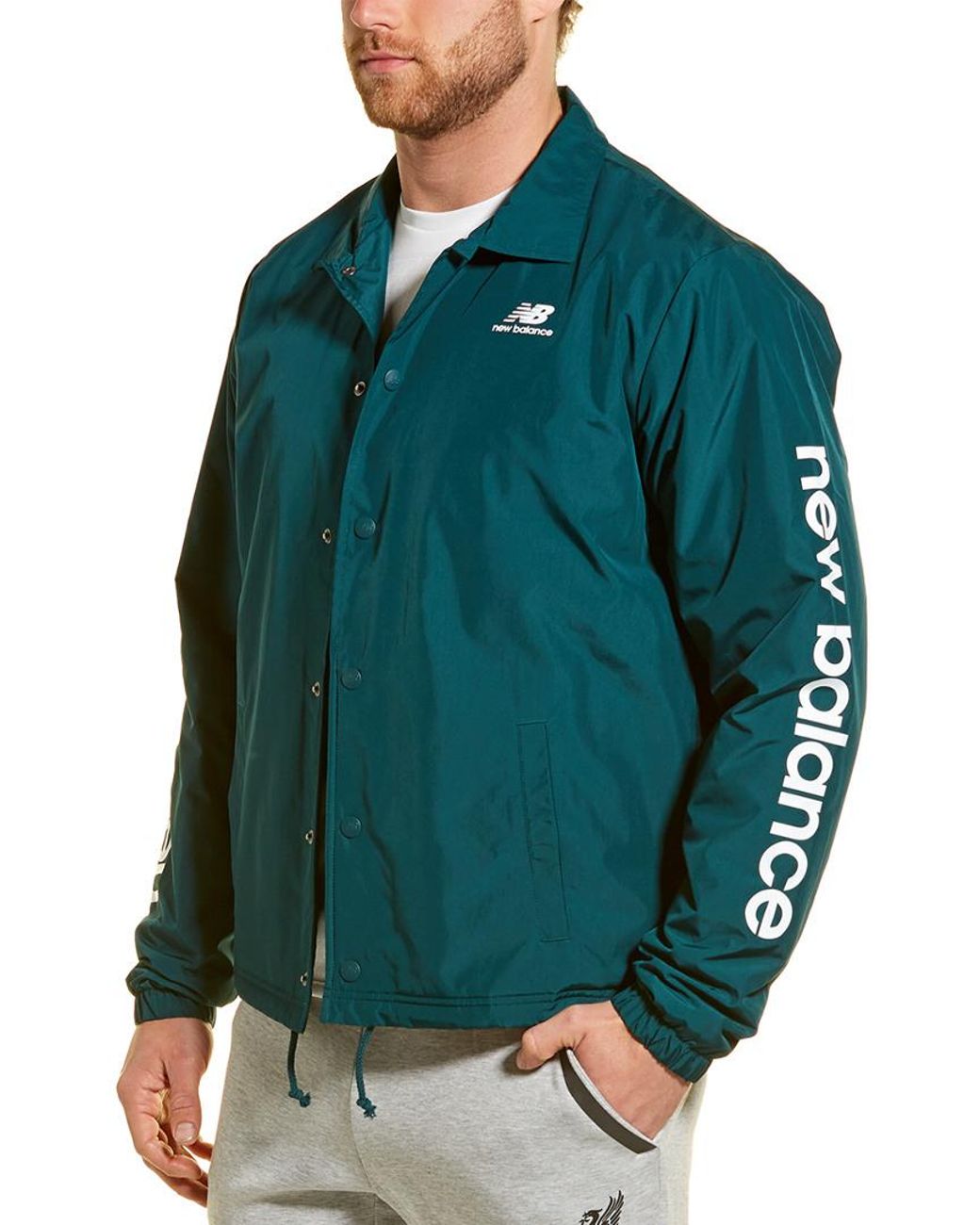 New Balance Weather Coach Jacket in Green for Men | Lyst UK