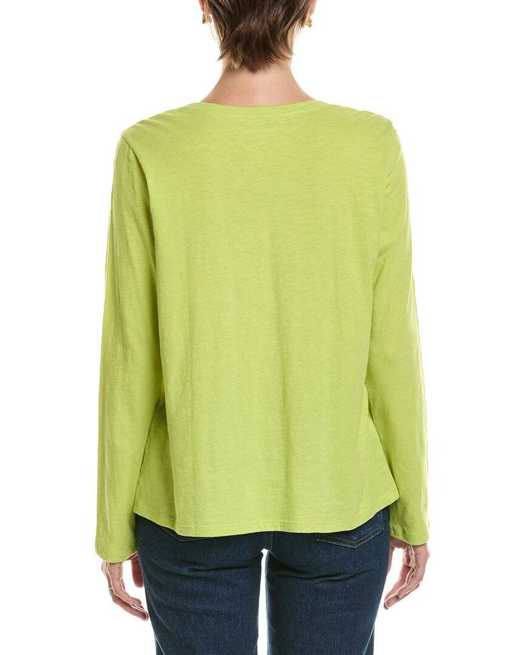 Eileen Fisher Green V-Neck T-Shirt