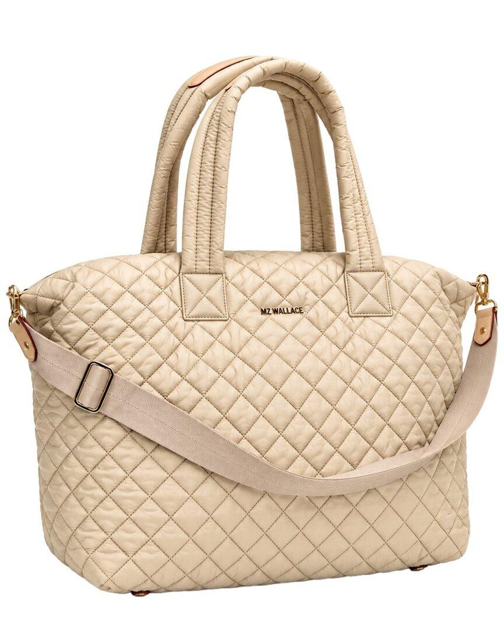 MZ Wallace Natural Large Metro Nylon & Leather Tote Deluxe