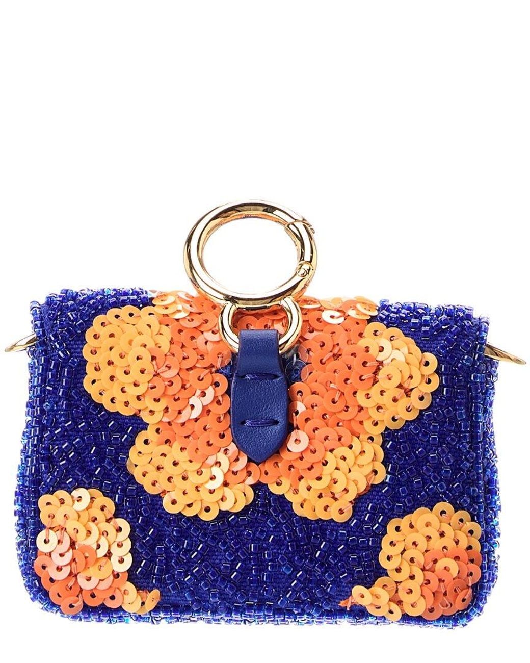Fendi Blue Baguette Sequin & Leather Bag Charm