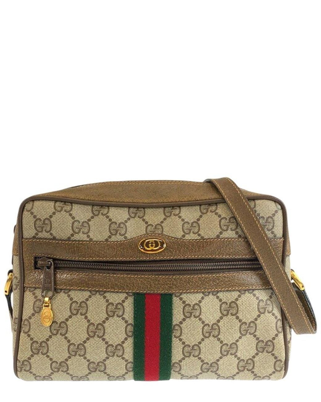 Gucci Green Coated/Waterproof Canvas Sherry Line Shoulder Bag (Authentic Pre- Loved)