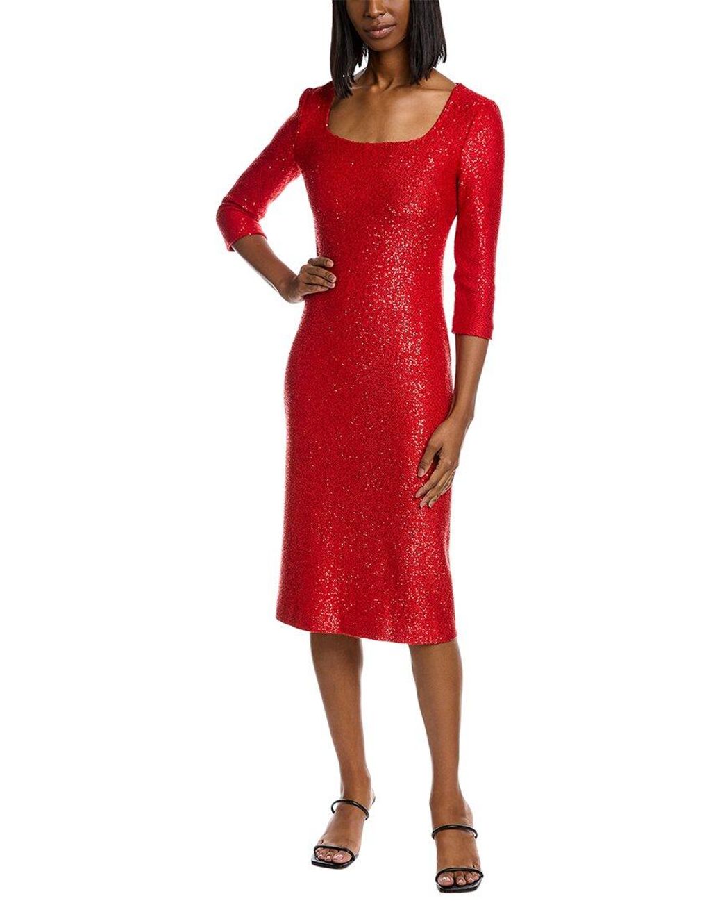 St. John Sequined Woolblend Evening Dress in Red Lyst