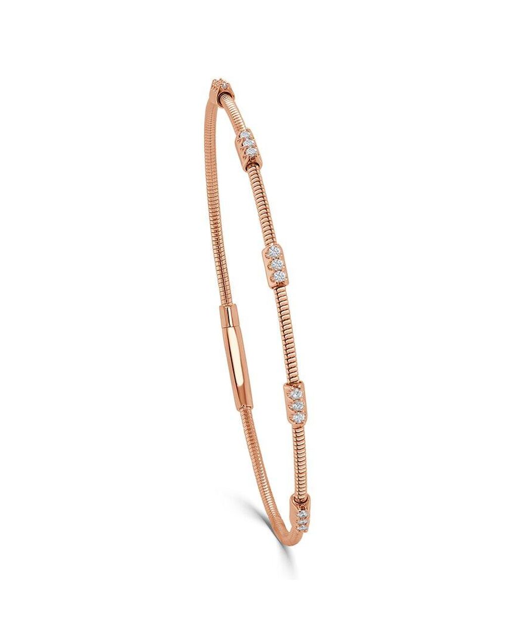 Sabrina Designs White 14K Rose 0.24 Ct. Tw. Diamond Flexible Stackable Bangle Bracelet
