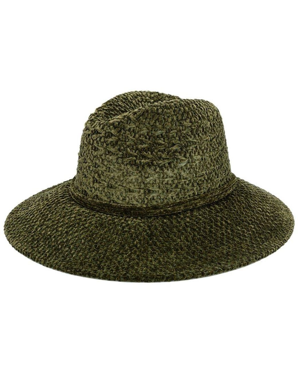 San Diego Hat Green Chenille Knit Wide Brim Fedora