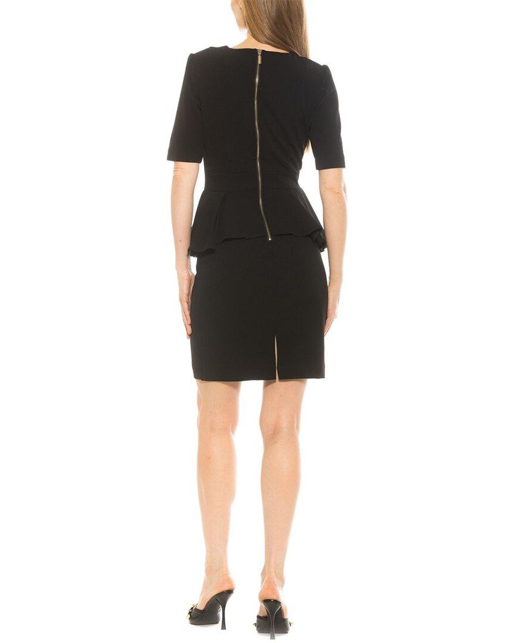 Alexia Admor Black Atlas V-Neck Sheath Midi Dress