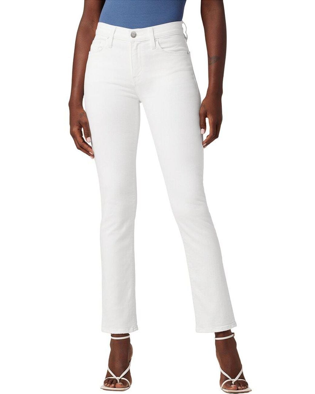 Hudson White Nico Mid-Rise Straight Ankle Jean