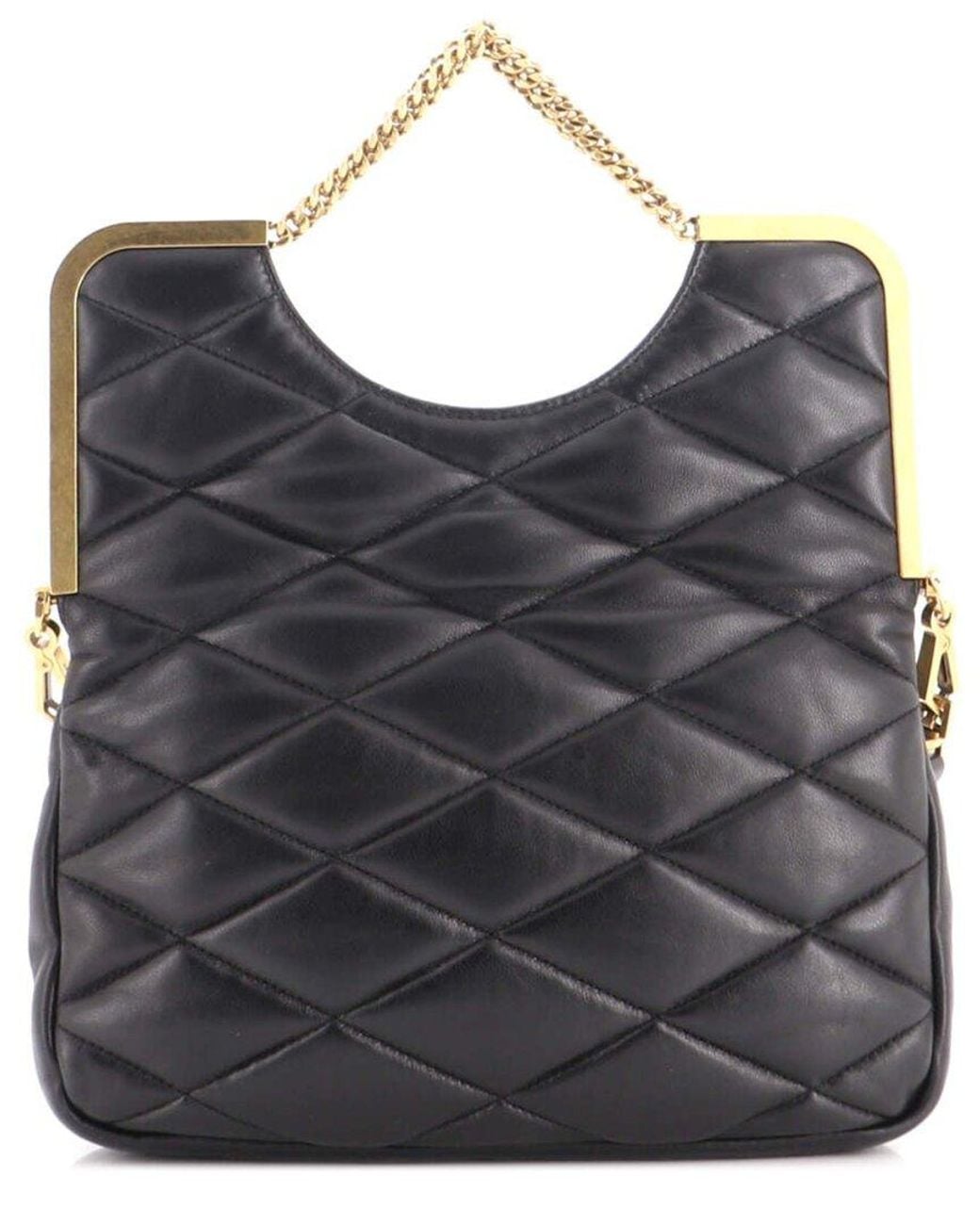 Saint Laurent Gray Quilted Leather Charniere Frame Clutch Bag (Authentic Pre- Loved)