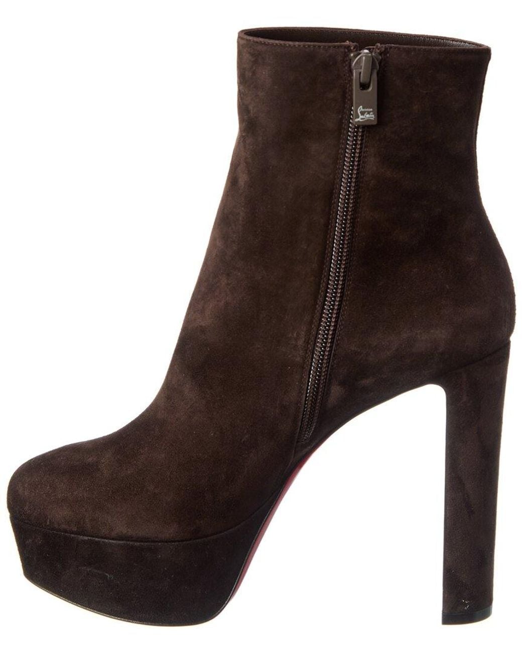 Christian Louboutin Red Loo 130 Suede Bootie