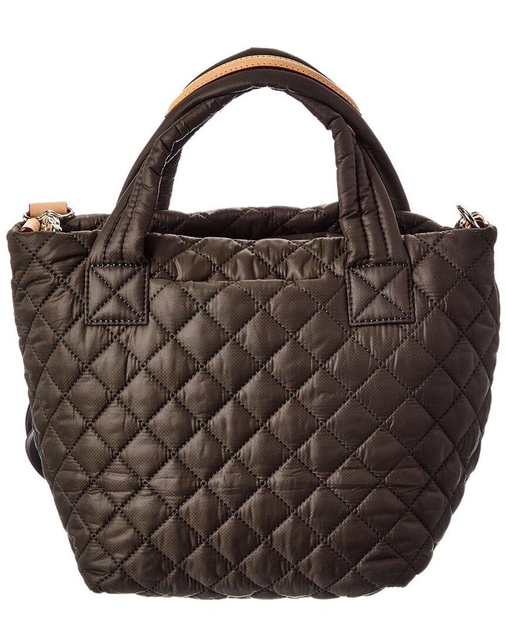 MZ Wallace Brown Mini Metro Nylon & Leather Tote Deluxe