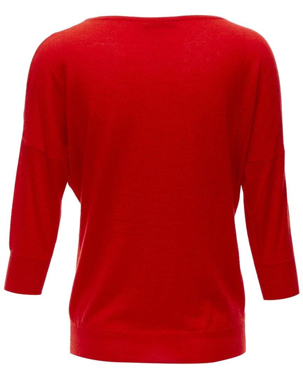 McQueen Red Cashmere Wide Neck Sweater Top, Size Int (Authentic Pre- Loved)
