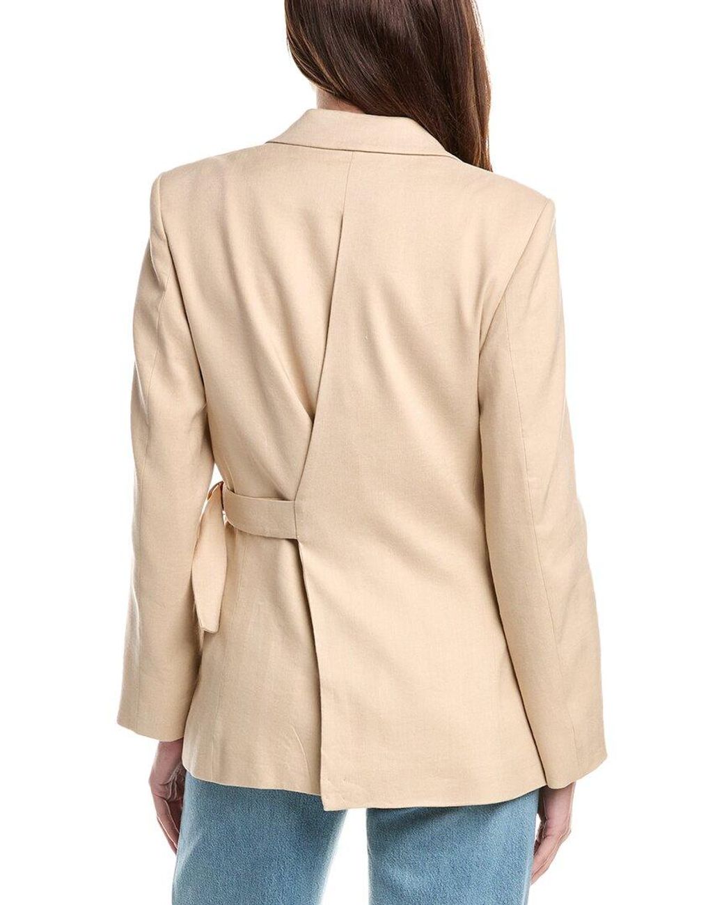 Maje Natural Linen-Blend Blazer