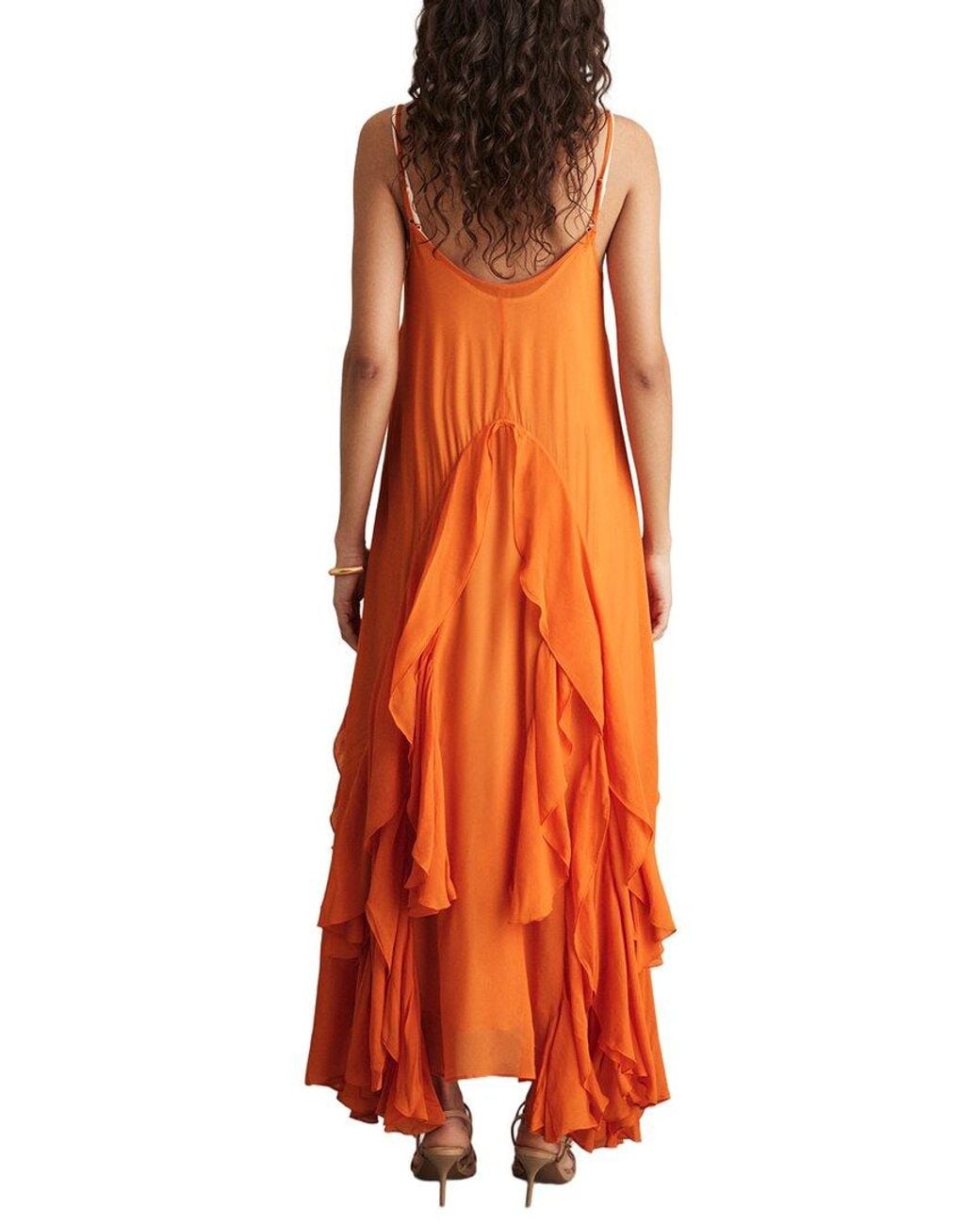 Reiss Orange Eden Ruffle Occasion Dress