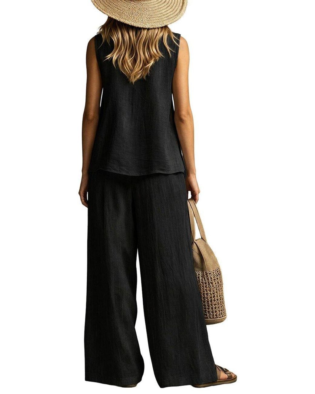 Vincent Black 2Pc Top & Pant Set
