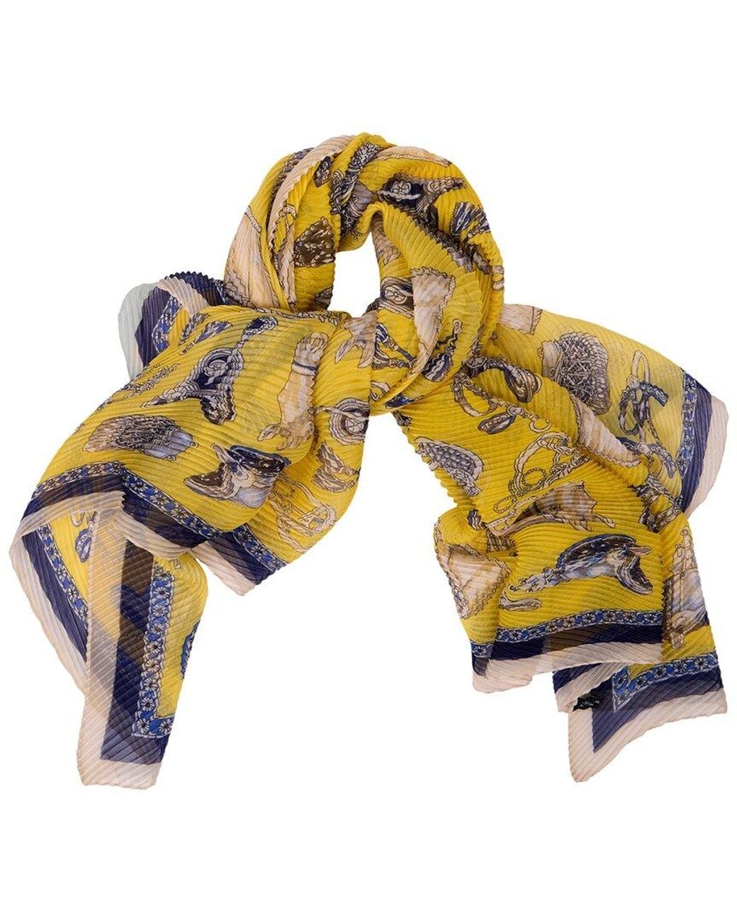 Saachi Yellow Pleated Equestrian Scarf