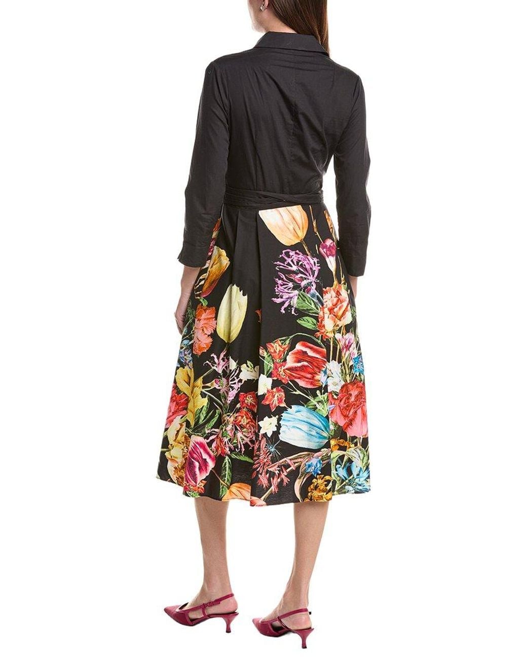 Teri Jon Blue Wrap Tie Waist Shirtdress
