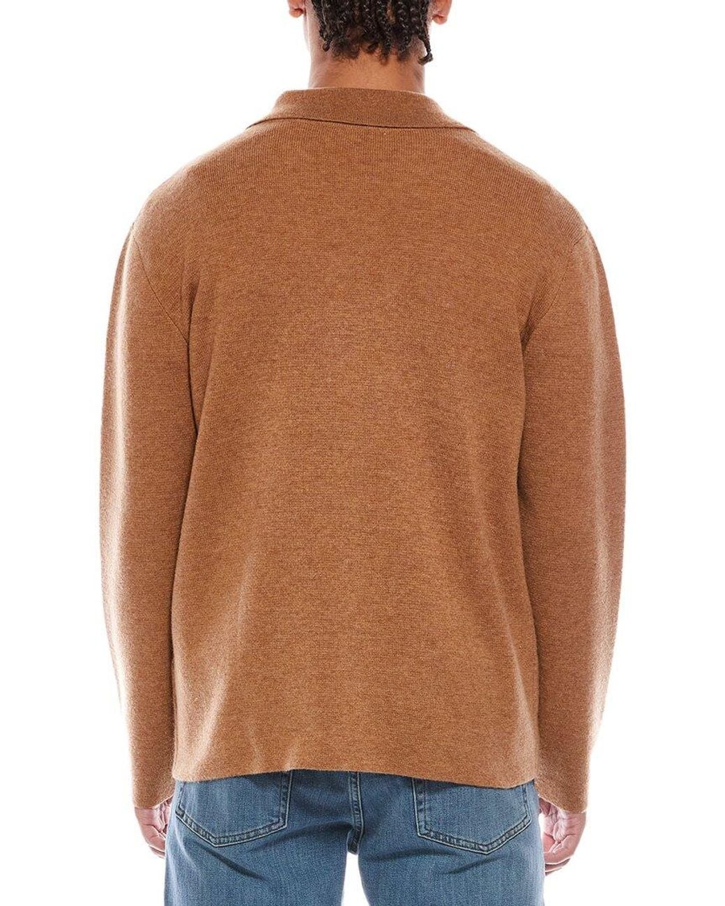 Brodie Cashmere Brown Classic Wool & Cashmere-Blend Sweater Shirt for men