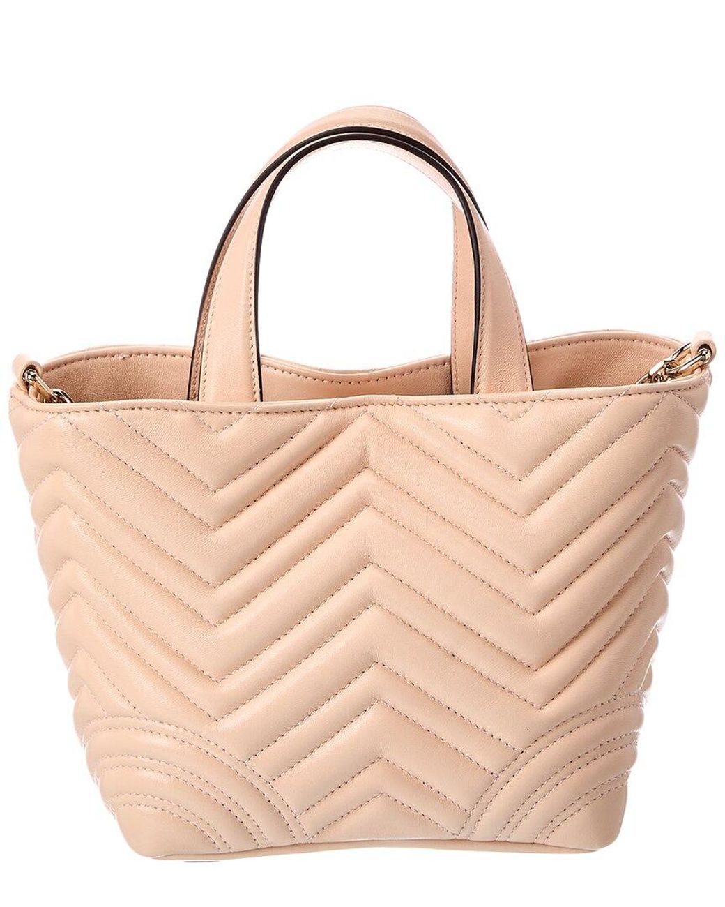 Gucci Natural Gg Marmont Mini Leather Tote