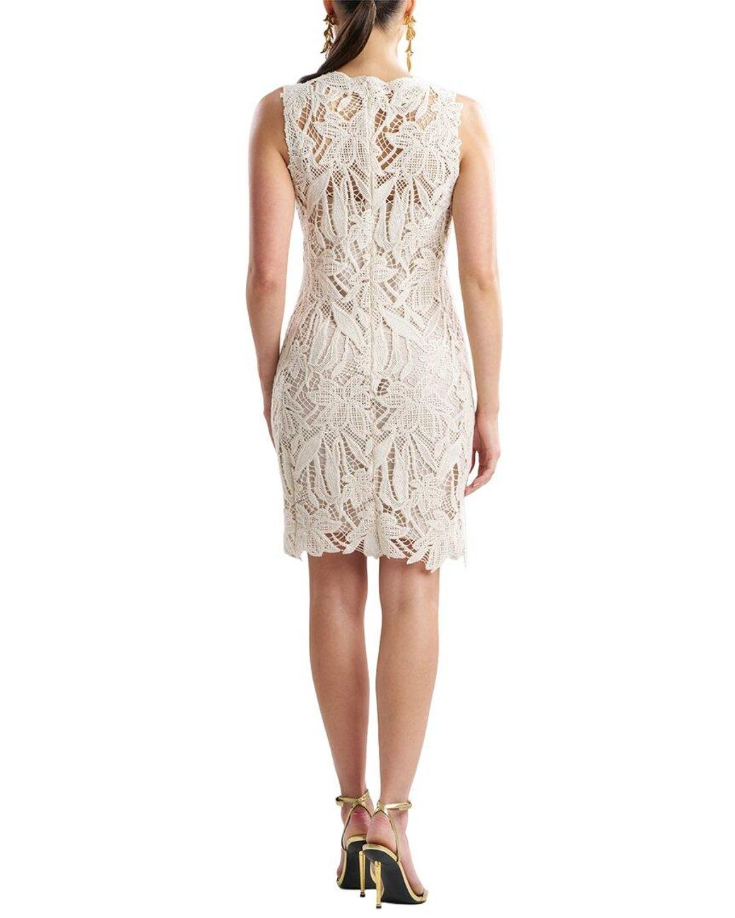 Natori White Crochet Lace Sheath Dress