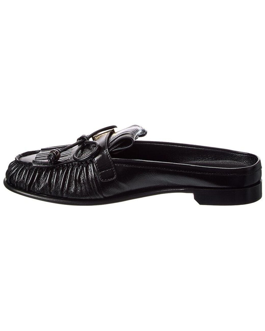 Fendi Black Baguette Leather Sabot Loafer