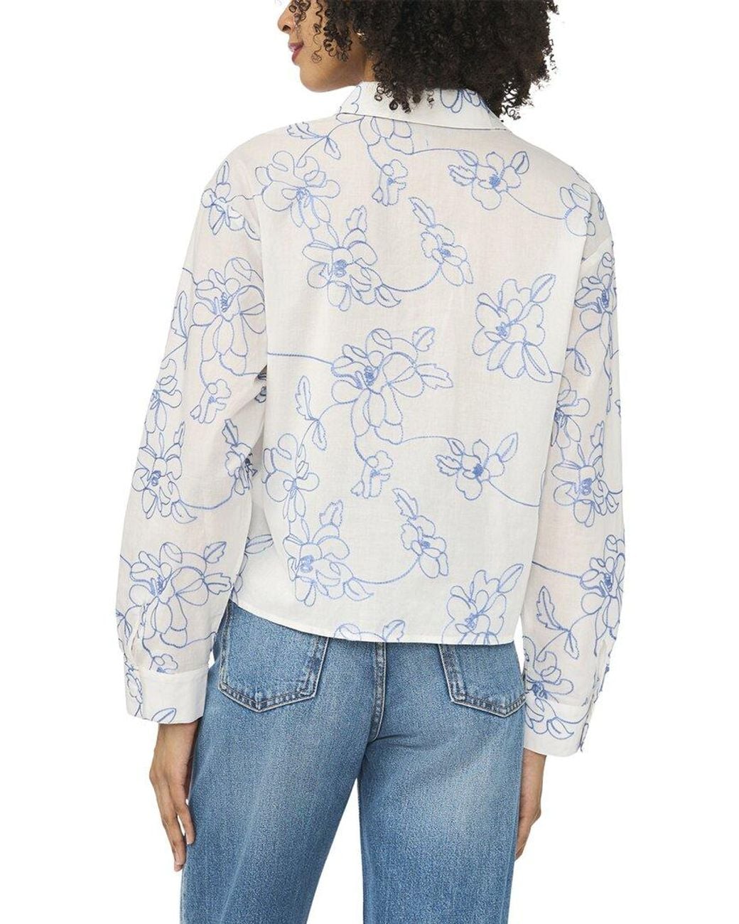 Vince Camuto White Cropped Collar Button-Down Shirt