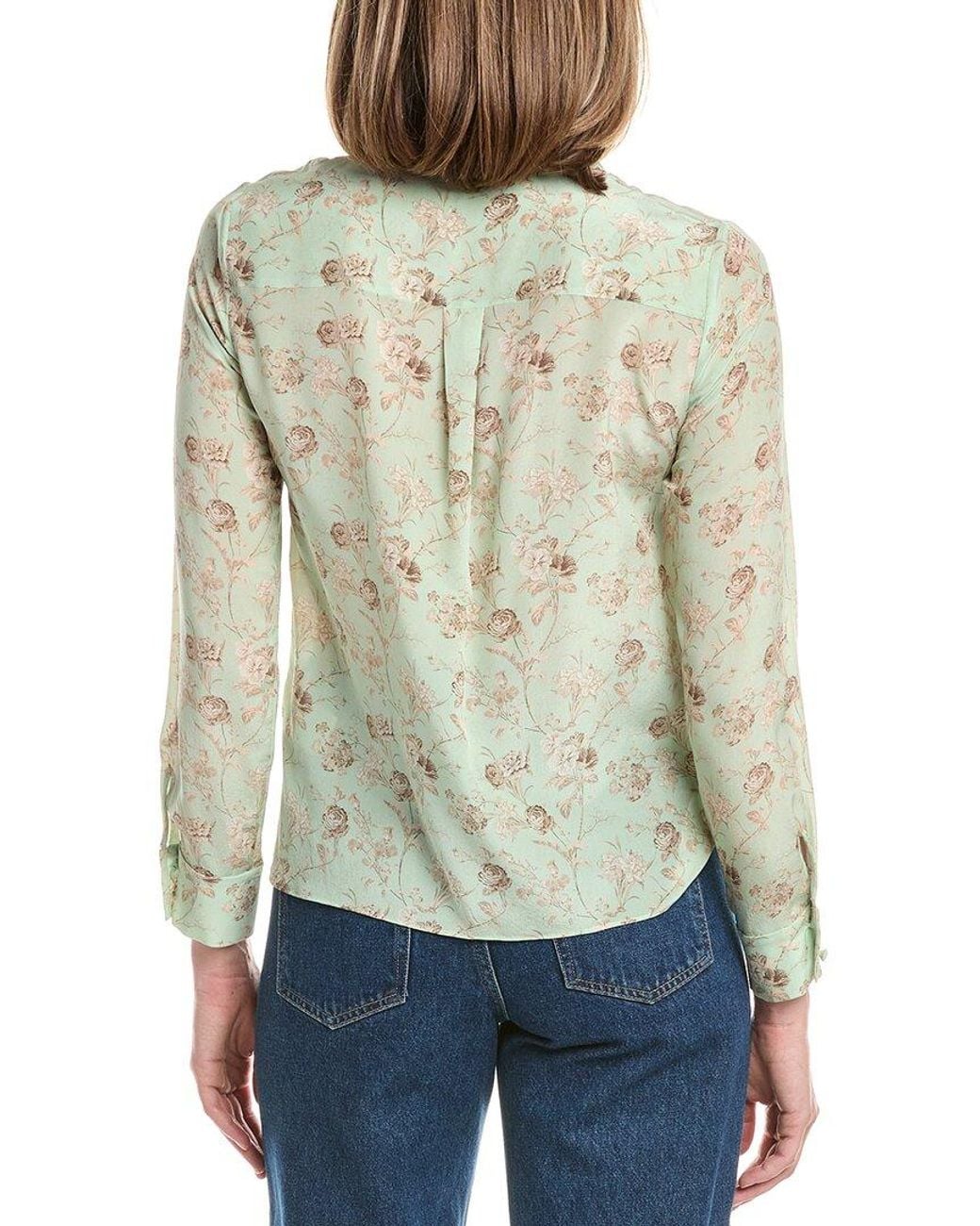 Alice + Olivia Blue Willa Silk Printed Top
