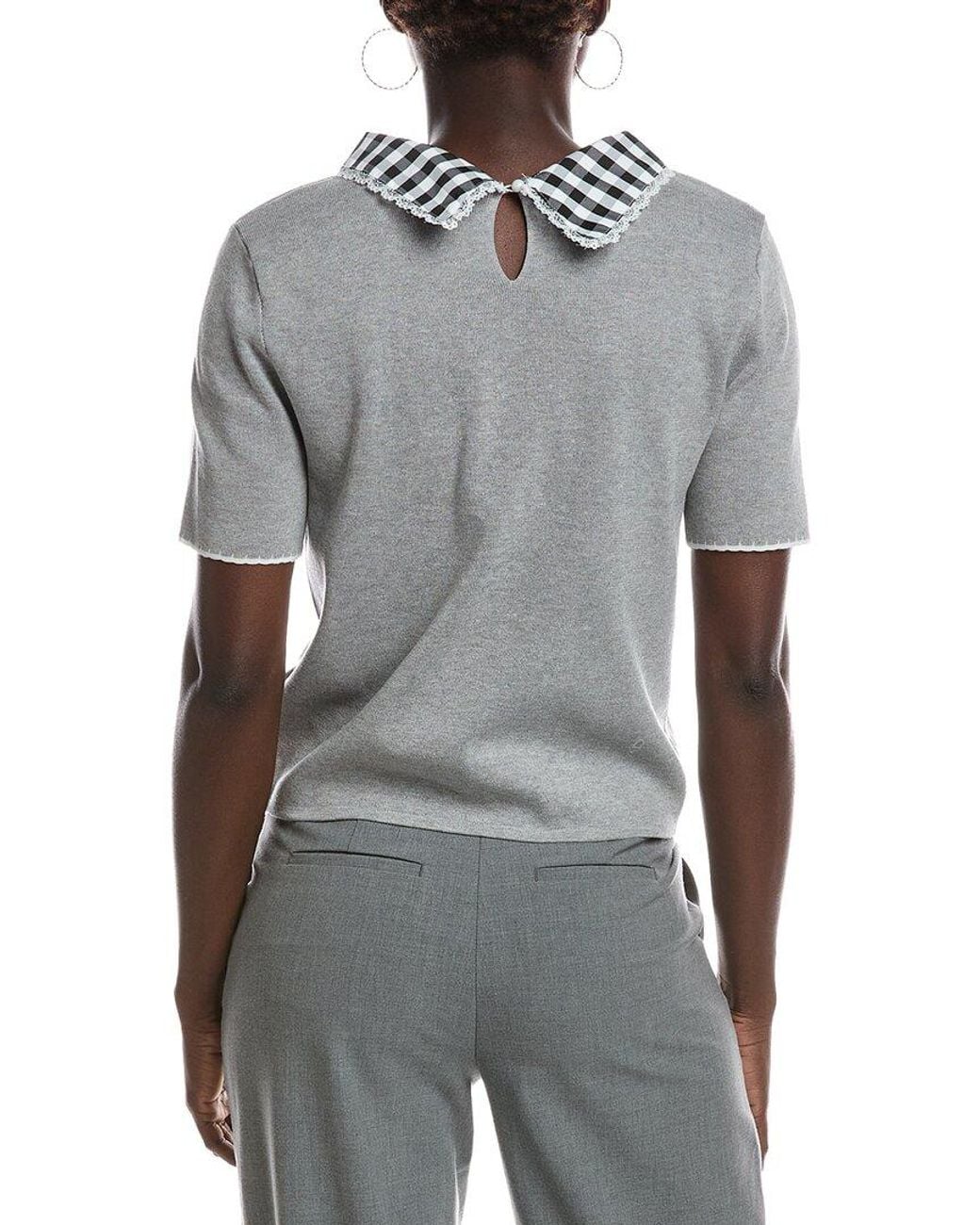 Nanette Lepore Gray Collared Top