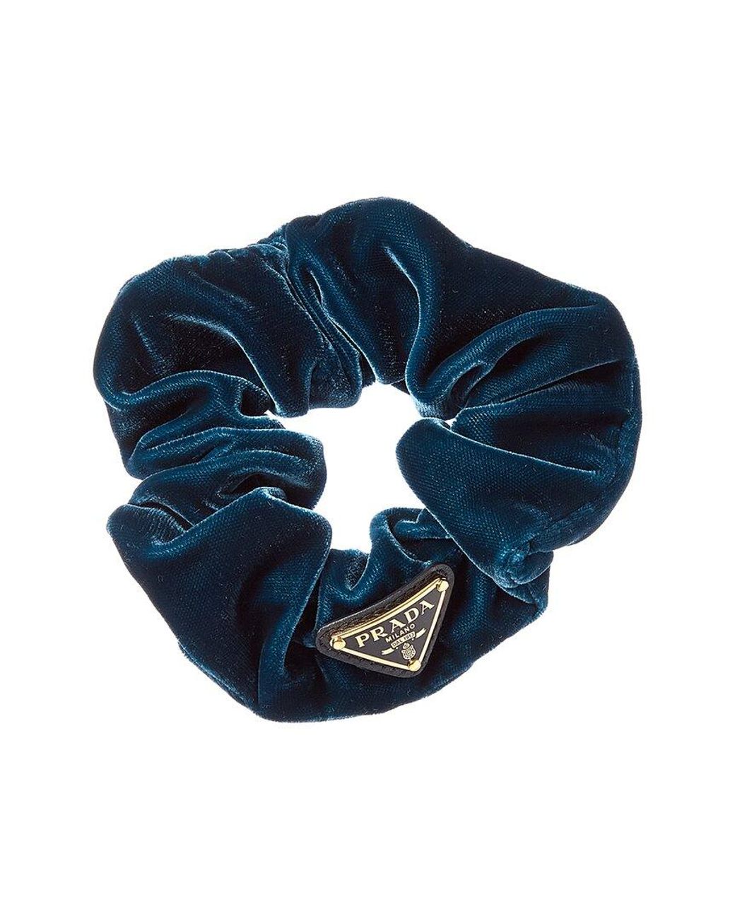 Prada Blue Logo Velvet Scrunchie