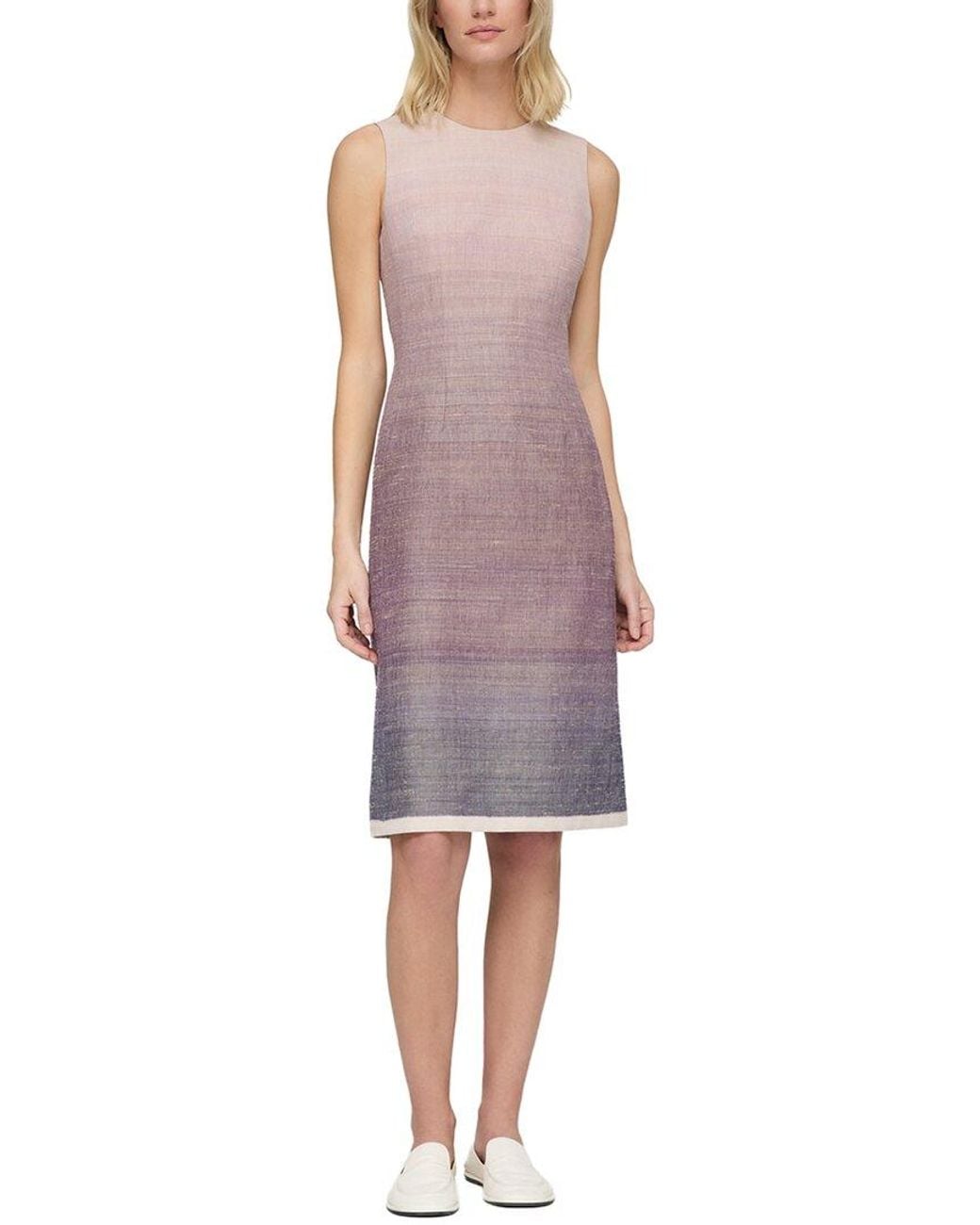 Lafayette 148 New York Purple Silk & Wool-Blend Midi Sheath Dress