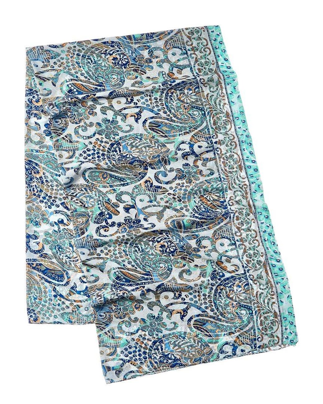 La Fiorentina Blue Silk-Blend Printed Scarf