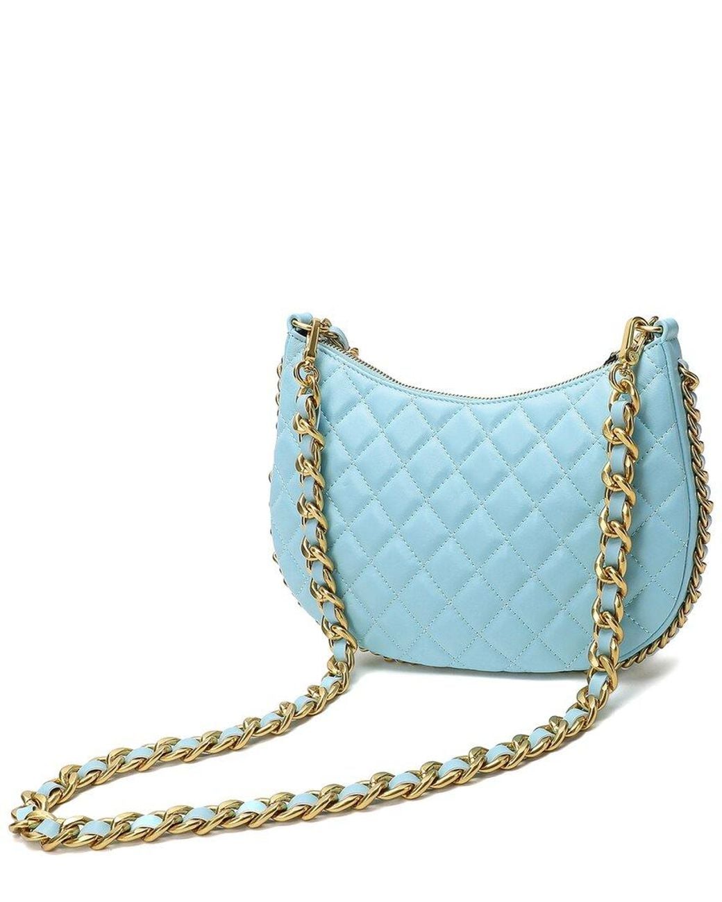 Tiffany & Fred Paris Blue Quilted Leather Crossbody