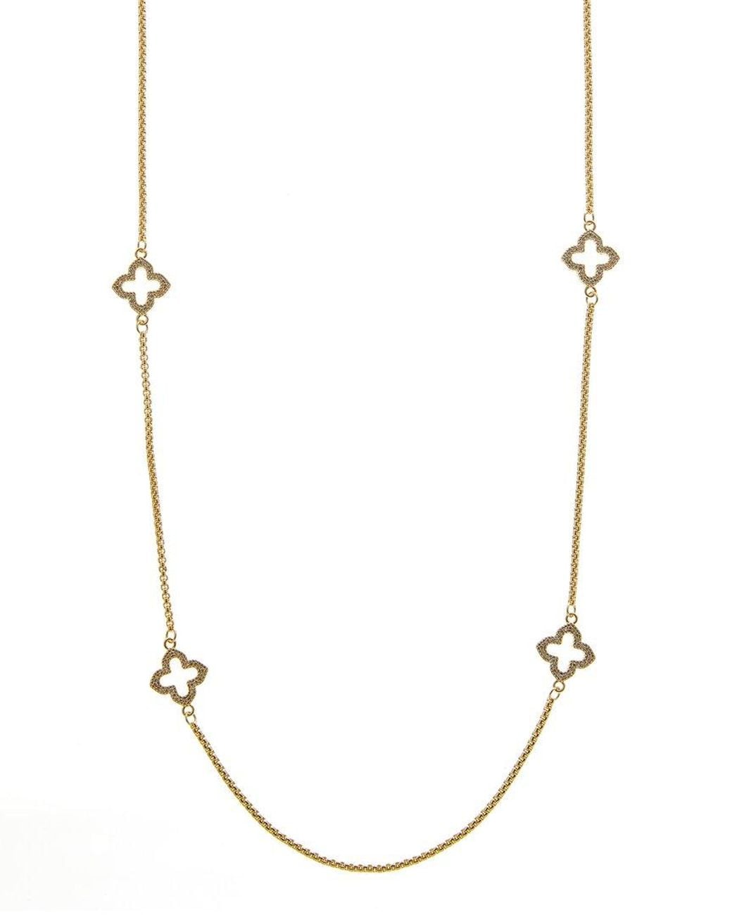 Juvell Metallic Plated Cz Clover Link Necklace
