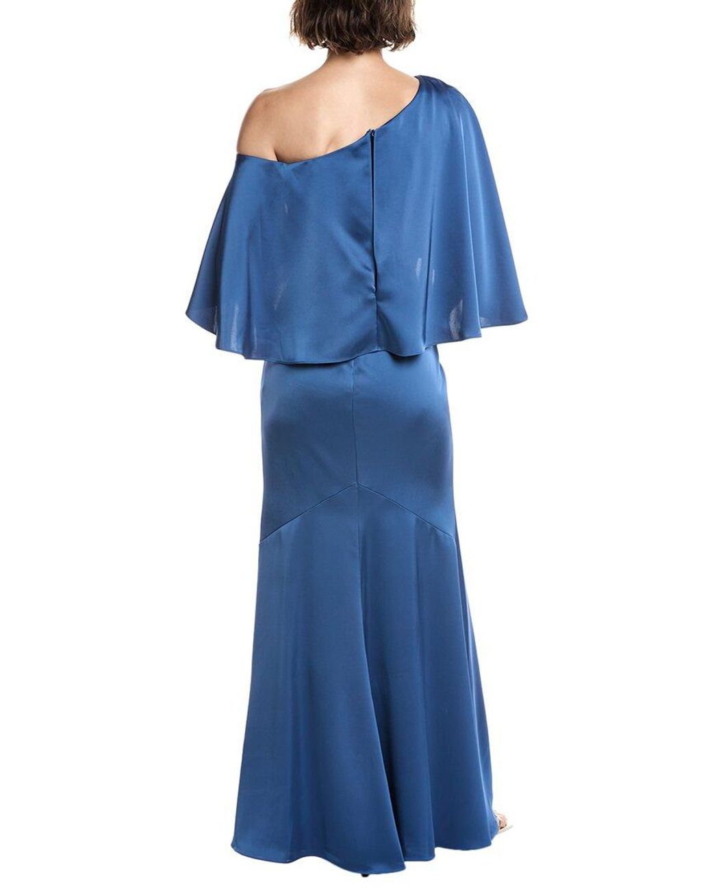 THEIA Blue Kia Cape Gown