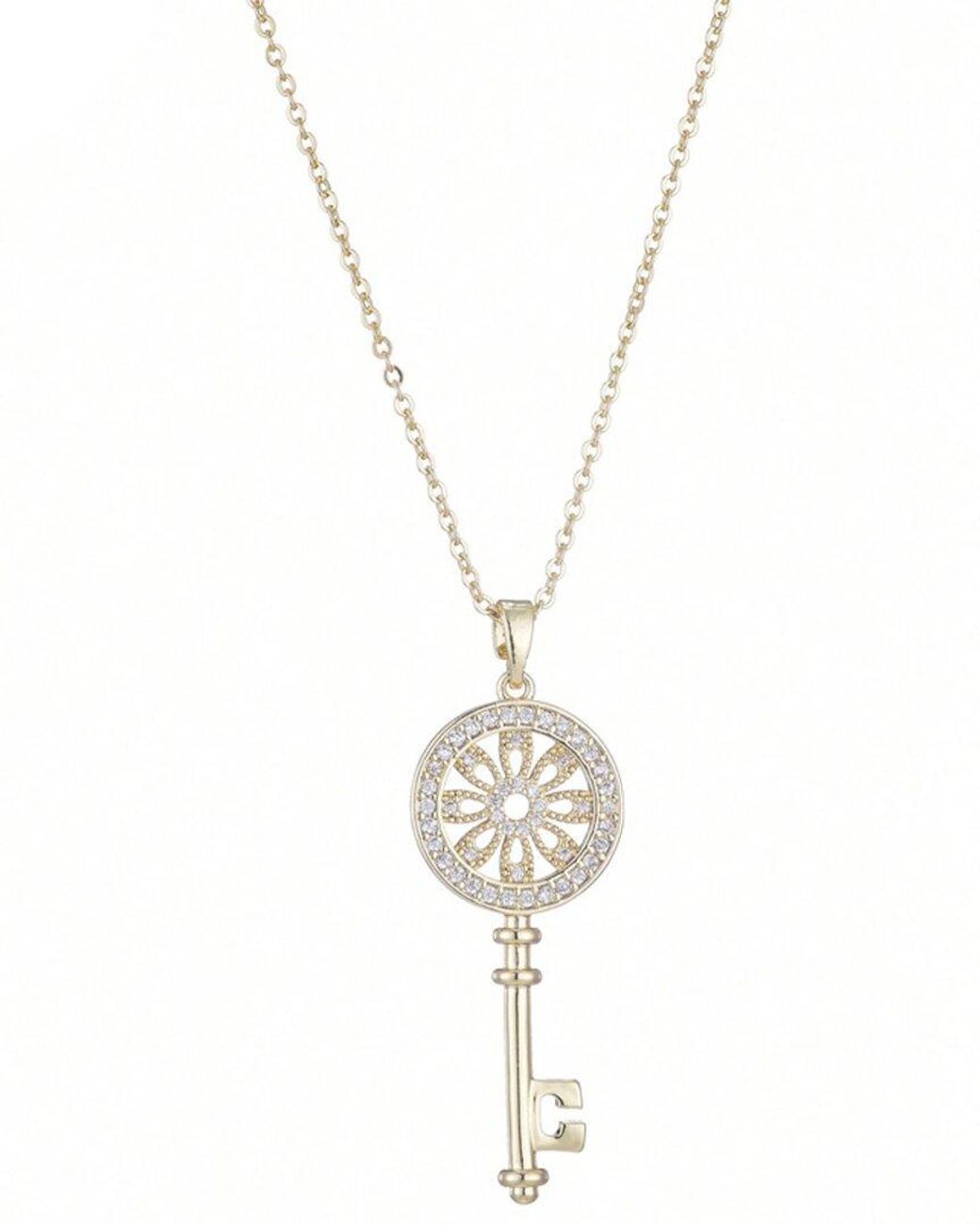 Adornia Metallic 14K Plated Cz Ornate Key Pendant Necklace