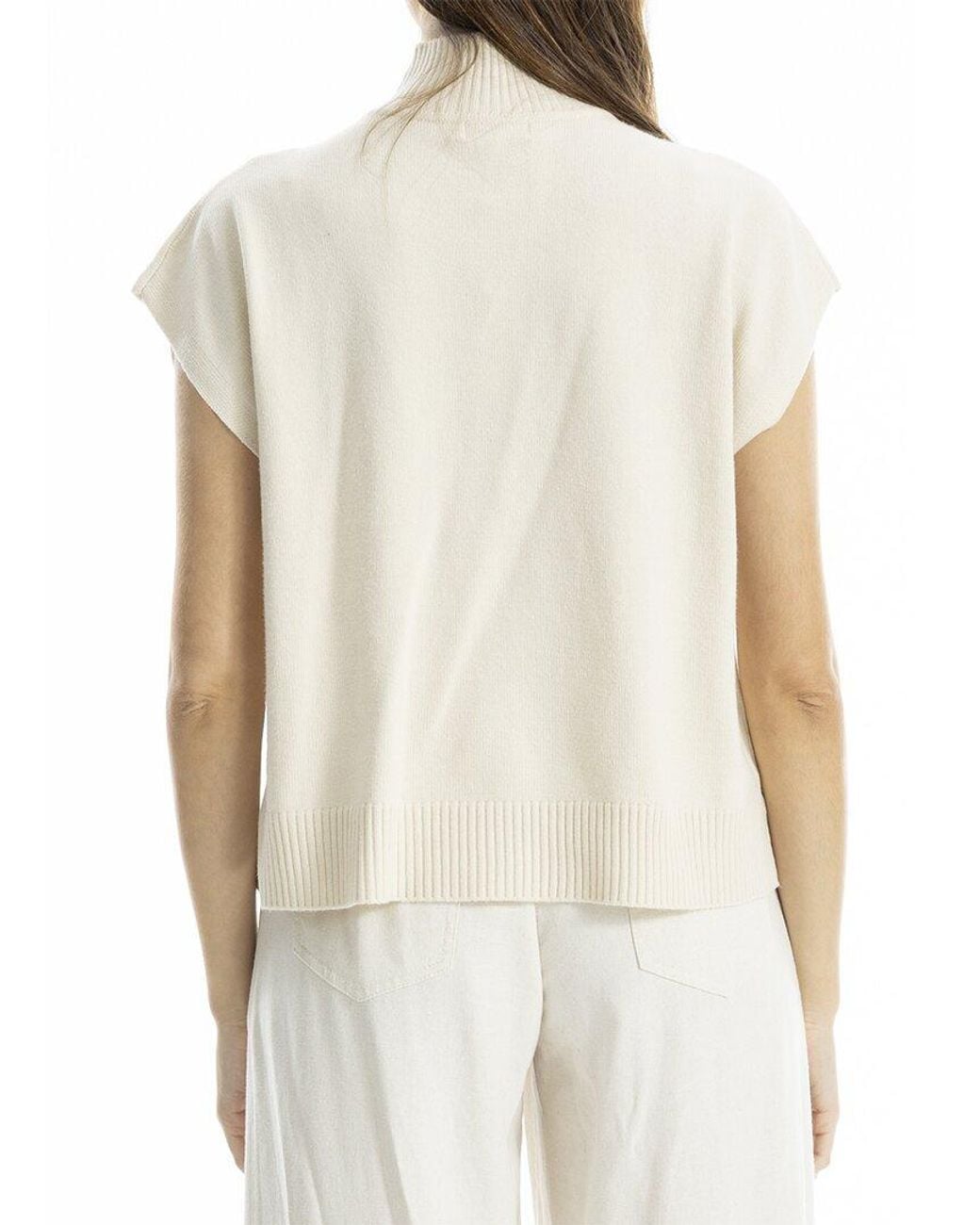 Max Studio White Mock Neck Sweater