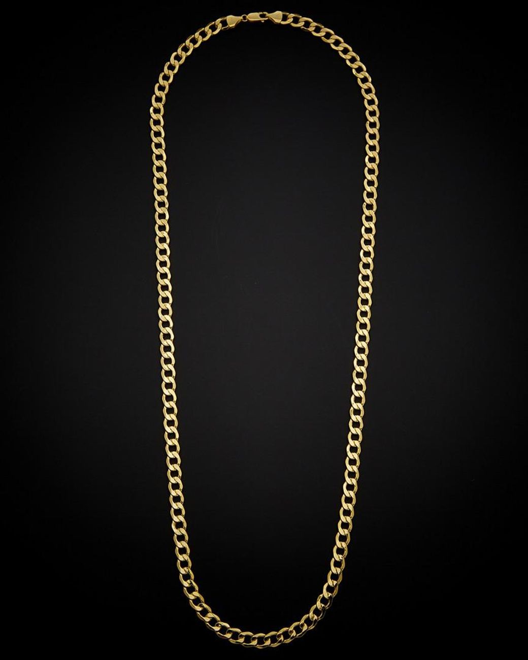 Italian Gold Black 14k Air Solid Curb Link Necklace