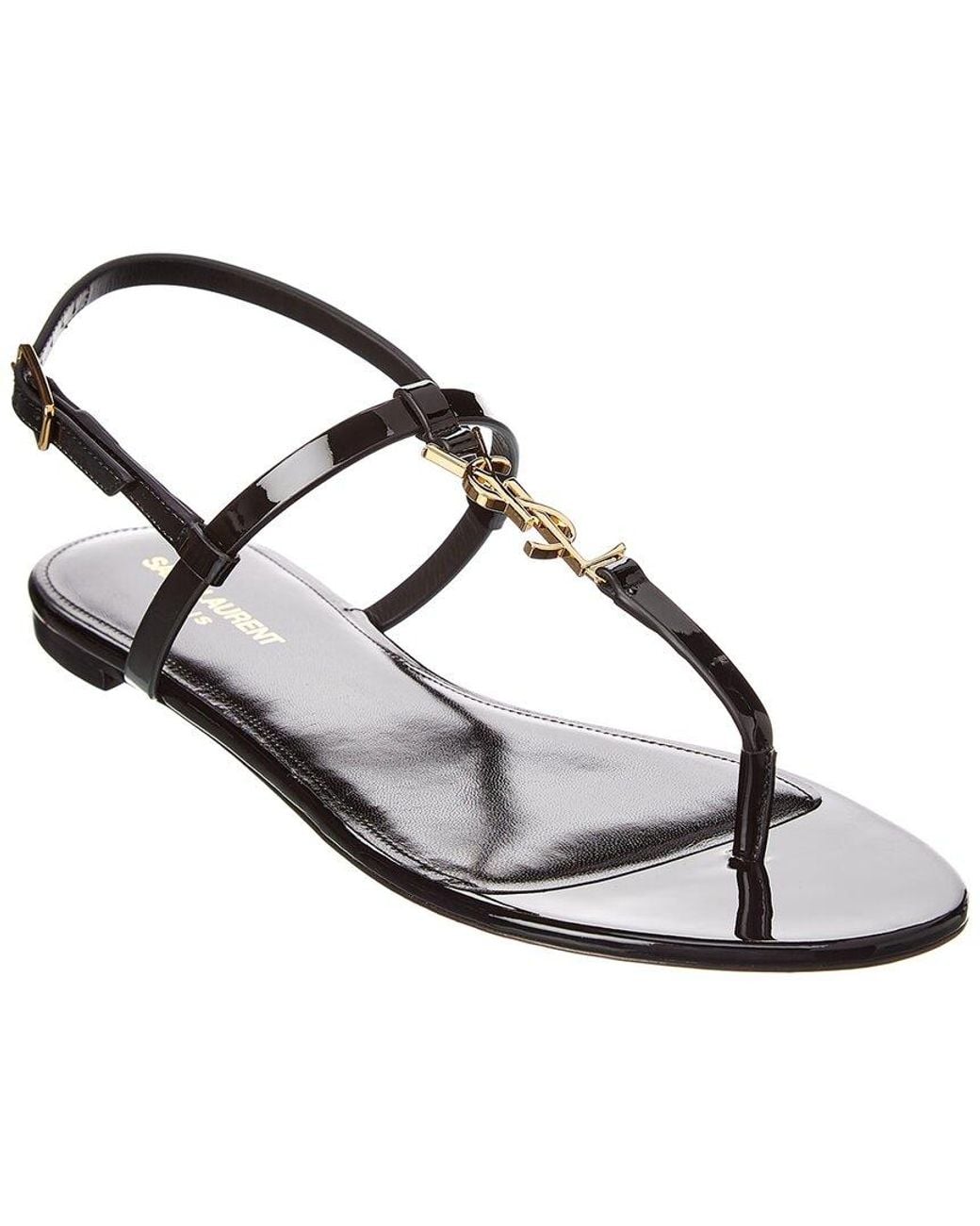 Saint Laurent Metallic Cassandra Patent Sandal
