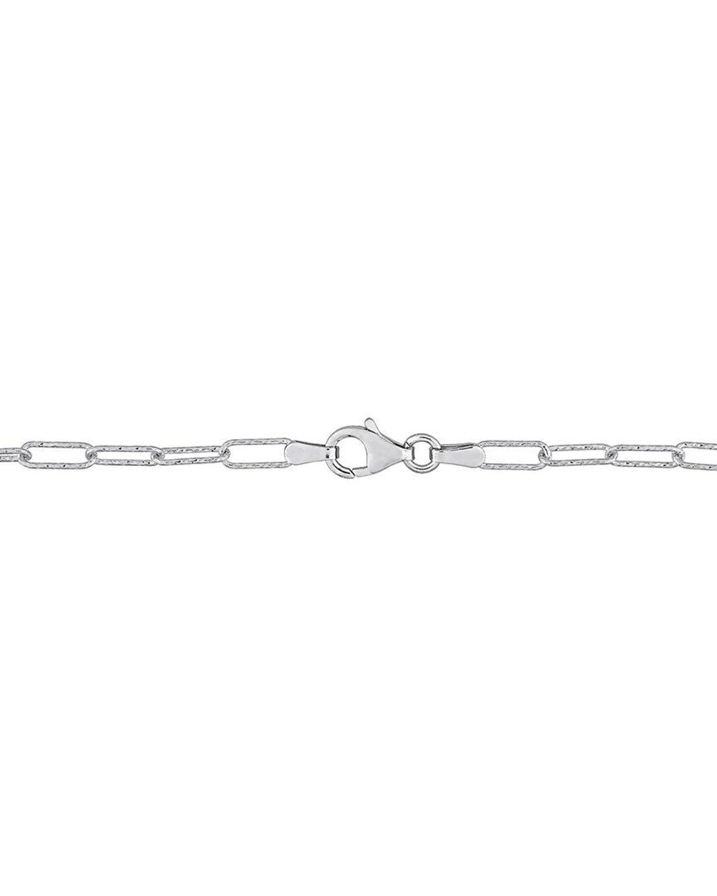Italian Silver White Paperclip Chain Bracelet