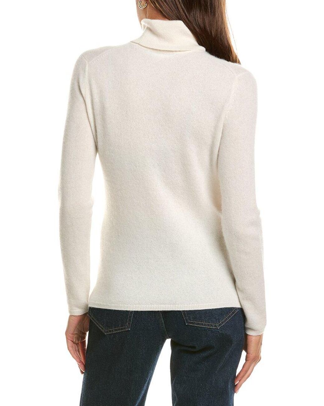 InCashmere White Basic Turtleneck 100% Cashmere Sweater