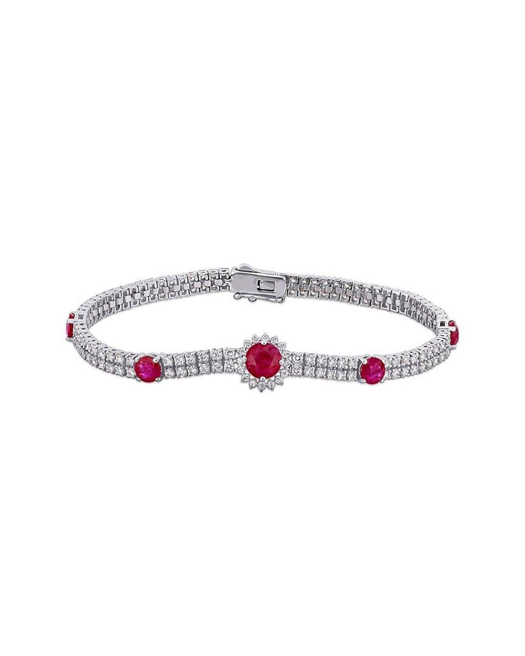 Rina Limor Multicolor 14K 6.46 Ct. Tw. Diamond & Ruby Station Bracelet