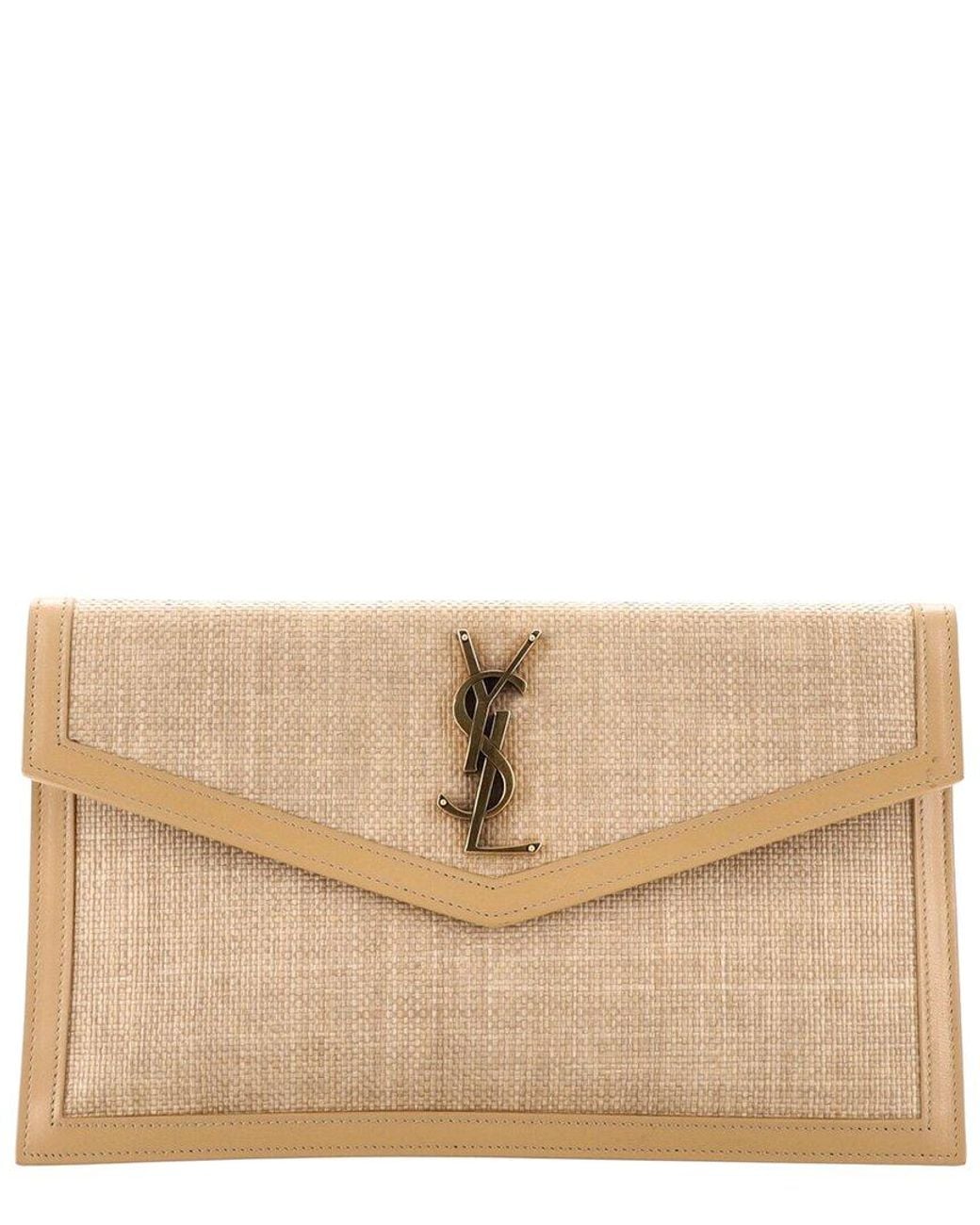 Saint Laurent Natural Raffia Uptown Pouch (Authentic Pre-Loved)